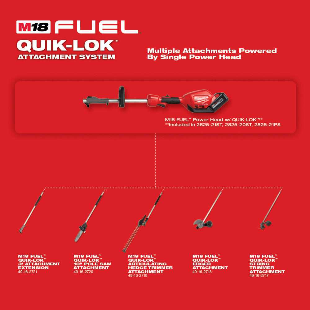 Milwaukee M18 FUEL 10 Inch Pole Saw Kit with QUIK-LOK Attachment Capability from GME Supply